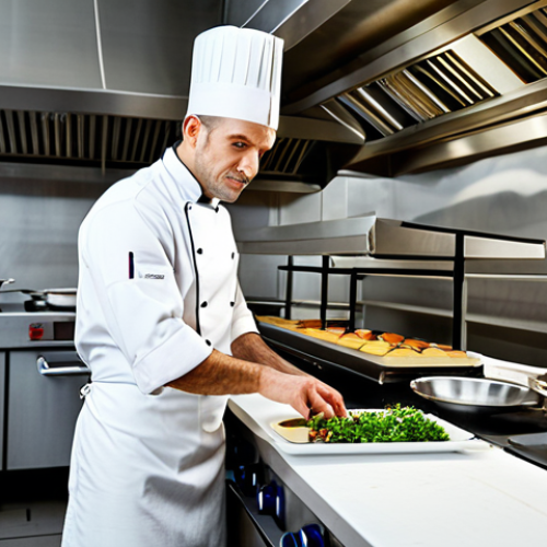 Home 7 **
"A professional French chef in a clean, modern restaurant kitchen, fully clothed in chef's whites, preparing a classic French dish, appropriate attire, safe for work, perfect anatomy, natural proportions, food photography, high quality, professional"
**