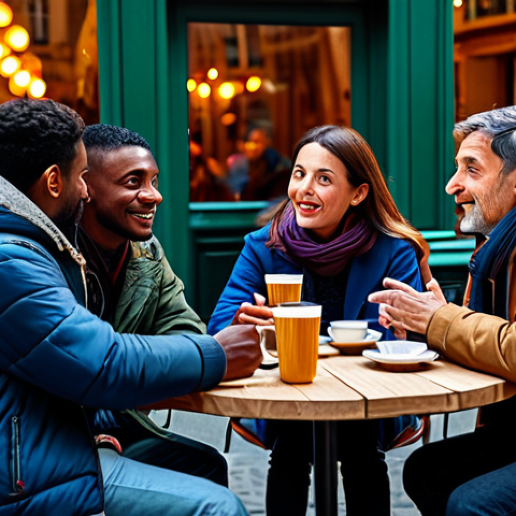 디지털 스토리 작성 시 피해야 할 10가지 실수 - Engaging Storytelling**

"A diverse group of people gathered around a cozy cafe table in Paris, inte...