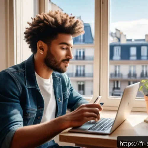 Home 32 디지털 스토리와 소셜 미디어의 융합 - A modern French social media influencer in a cozy Parisian apartment, engaging with followers during...